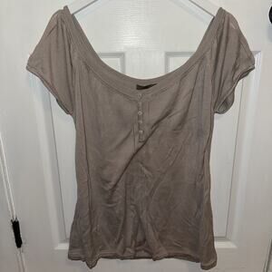 Peruvian Connection Women’s Beige Blouse Size XL Pima Cotton Short Sleeve